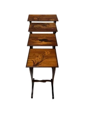 Art Nouveau Set of Four Nesting Tables by Emile Galle Nancy France, 1900s